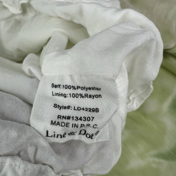 Line & Dot Women's Green Chiffon Tiered Square Neck Luxury Palm Maxi Dress L/C37 - Picture 6 of 16